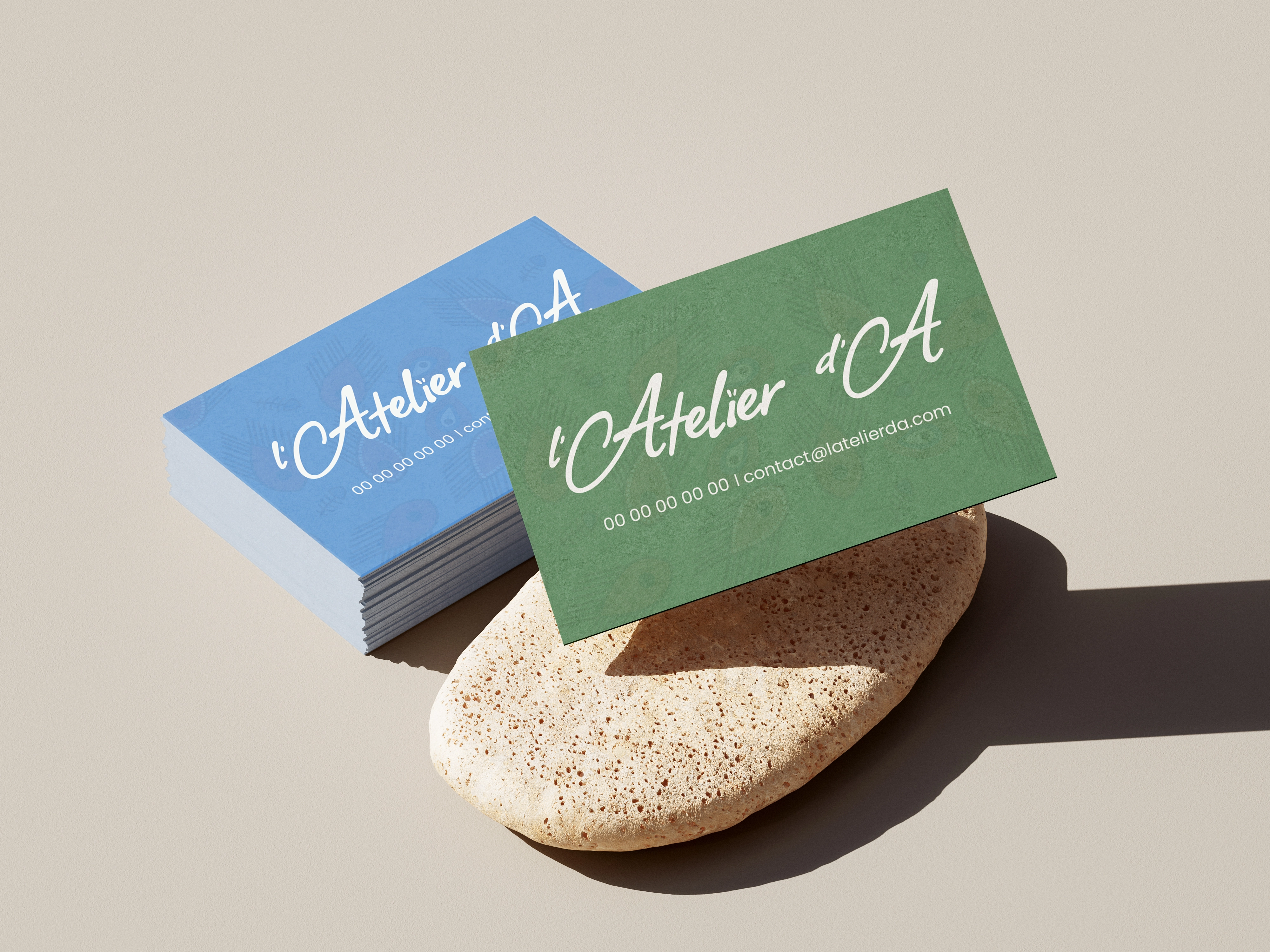 Carte de visite de L'Atelier d'A, identité pour une art-thérapeute par Studio Macla, graphiste à Tours