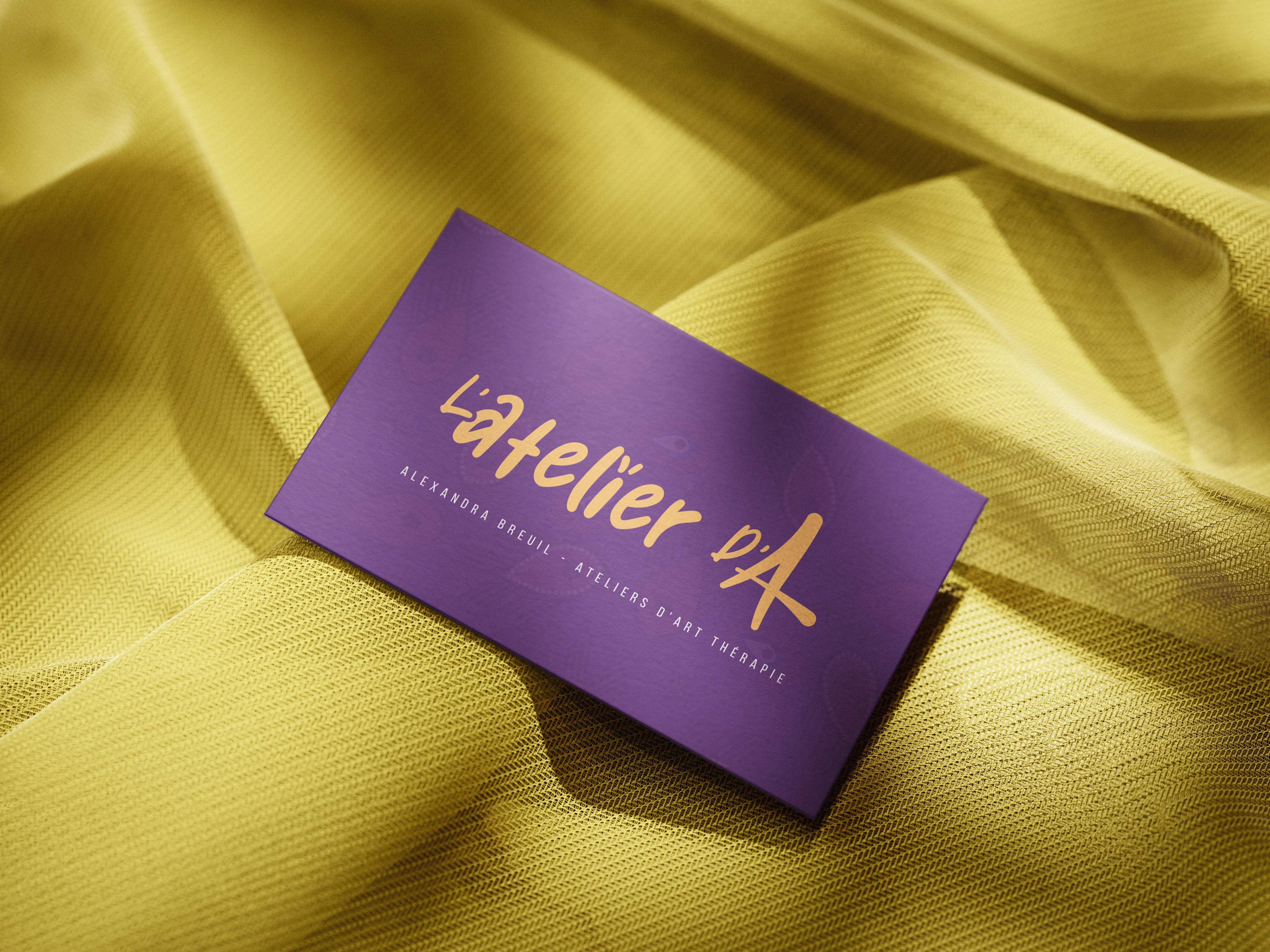 Identité visuelle de L'Atelier d'A, ateliers d'art-thérapie, par Studio Macla, graphiste à Tours